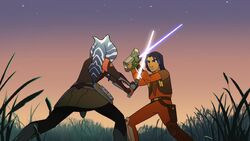 Ezra blocks Ahsoka attack-ADisarmingLesson