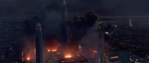 The burning Jedi Temple was made into a trap for all surviving Jedi through the recall beacon.