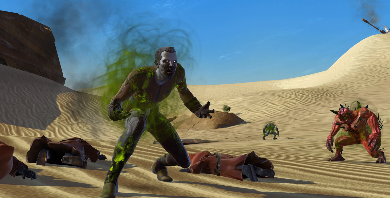 An infected Human and a Rakghoul on Tatooine.