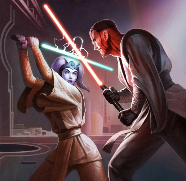 Rachi Sitra in a lightsaber duel with Namman Cha