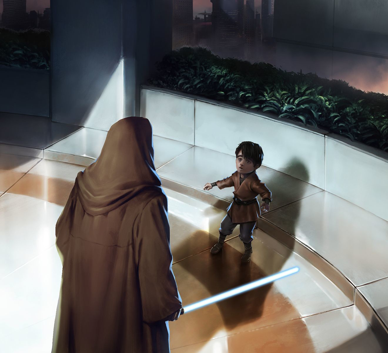 Driven by the dark side, the fallen Jedi Knight killed younglings during the Temple attack.