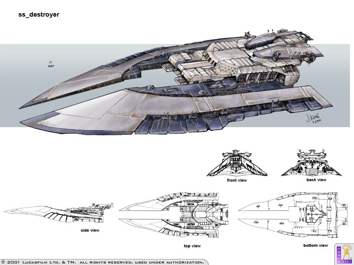 Destroyer concept art from Star Wars: Jedi Starfighter.