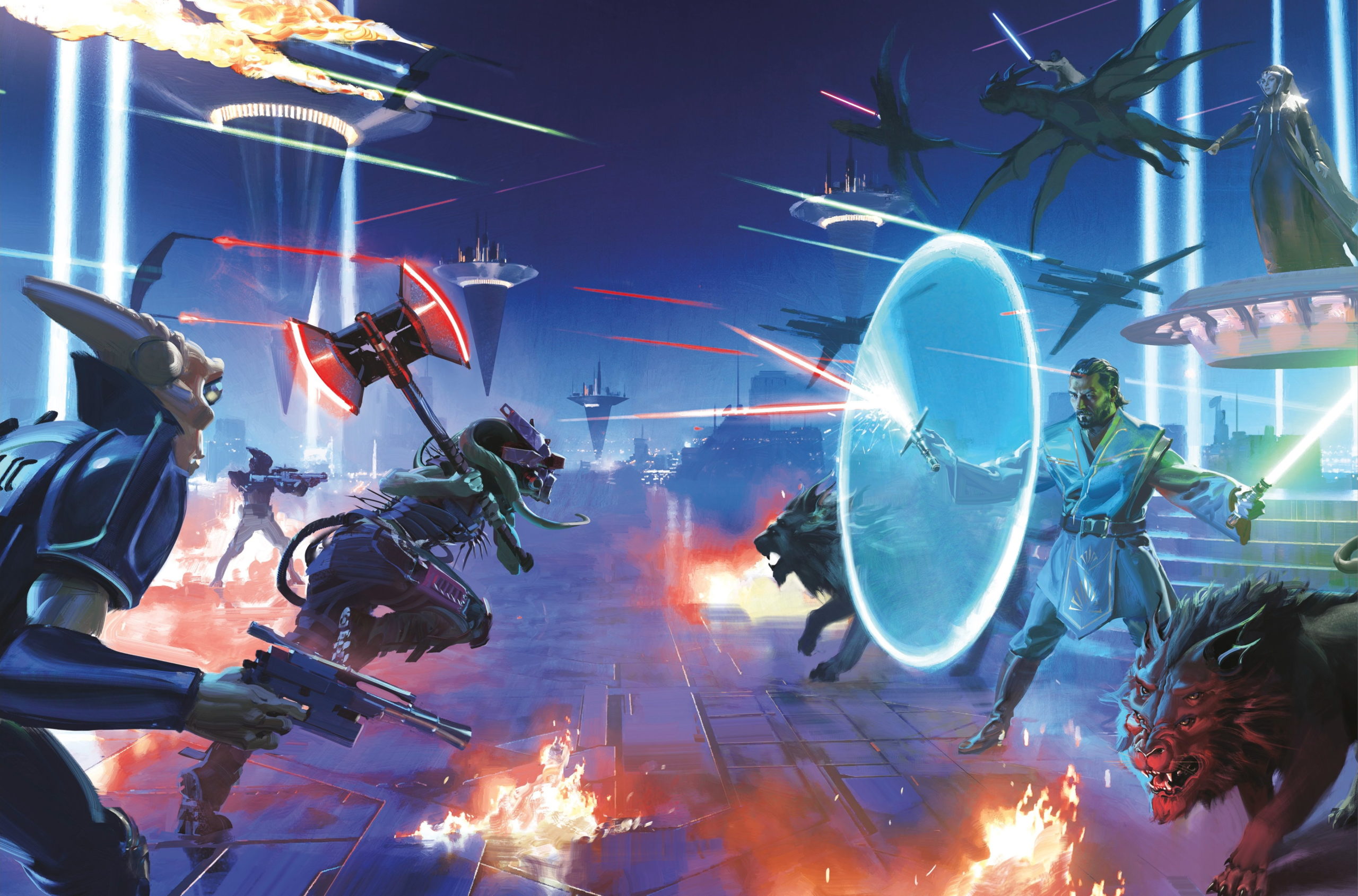 Stellan Gios and other Jedi fight the Nihil and protect Chancellor Soh during the Attack on Valo.