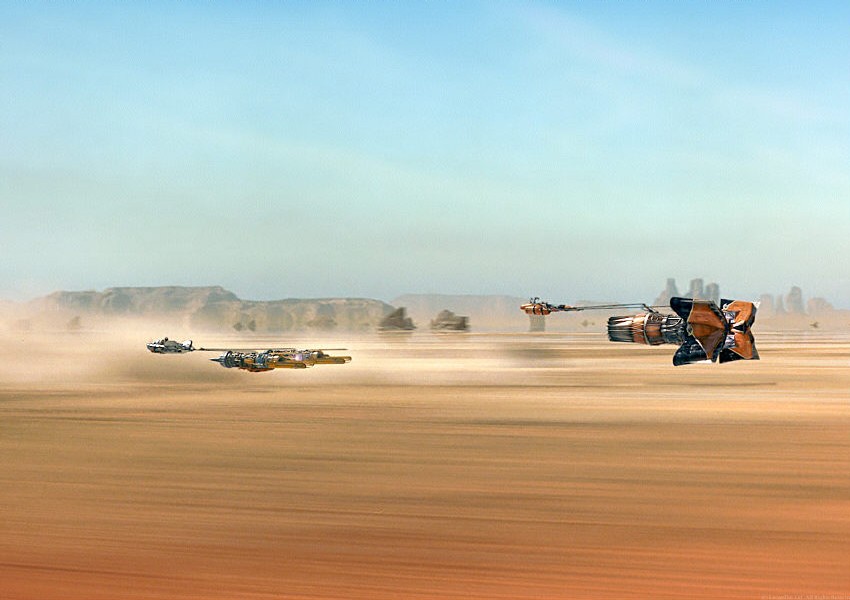 Sebulba's Plug-F Mammoth vs Anakin Skywalker's Podracer.