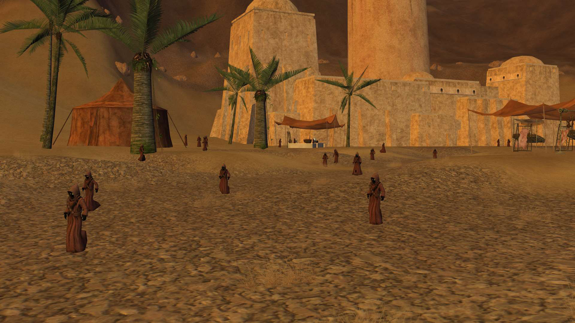 Jawas roaming the Fortress' marketplace