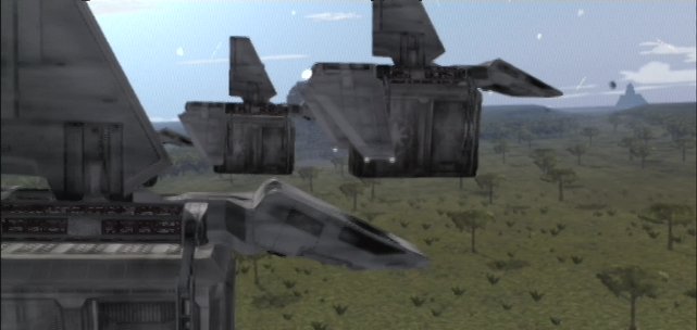 Imperial loader shuttles on Yavin IV.