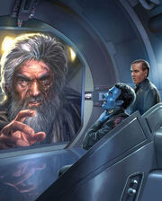 Doriana looks on as Commander Thrawn is Force choked by Jorus C'baoth