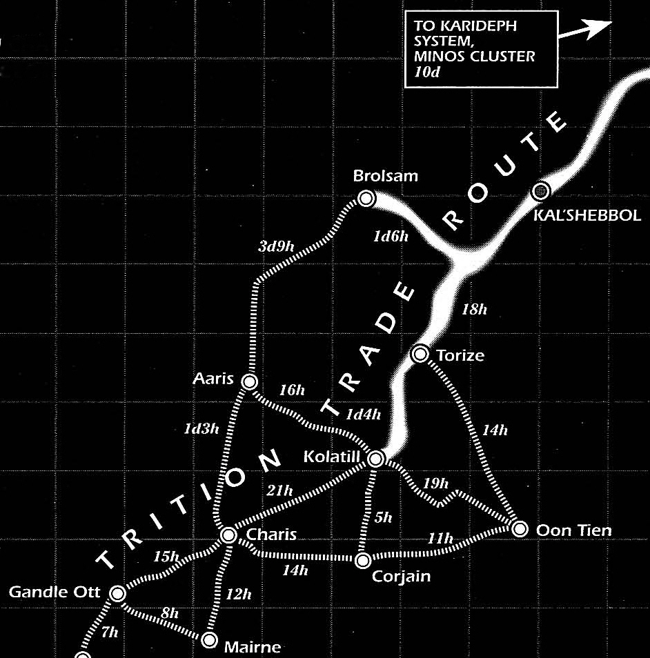 The Trition Trade Route, showing the Kolatill system in relation to the rest of the Kathol sector