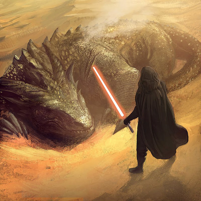 A Dark Jedi dragon slayer