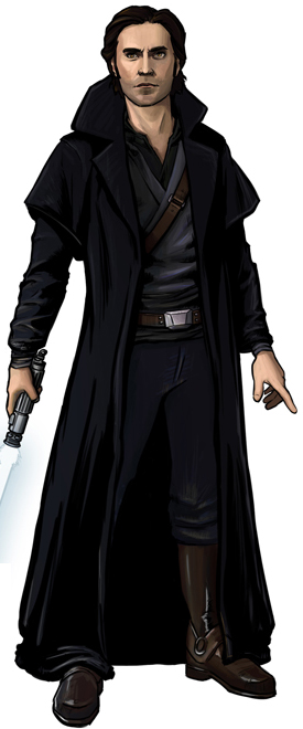 Durron, wearing his Jedi Master dark robes