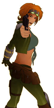 Mira, with a blaster pistol