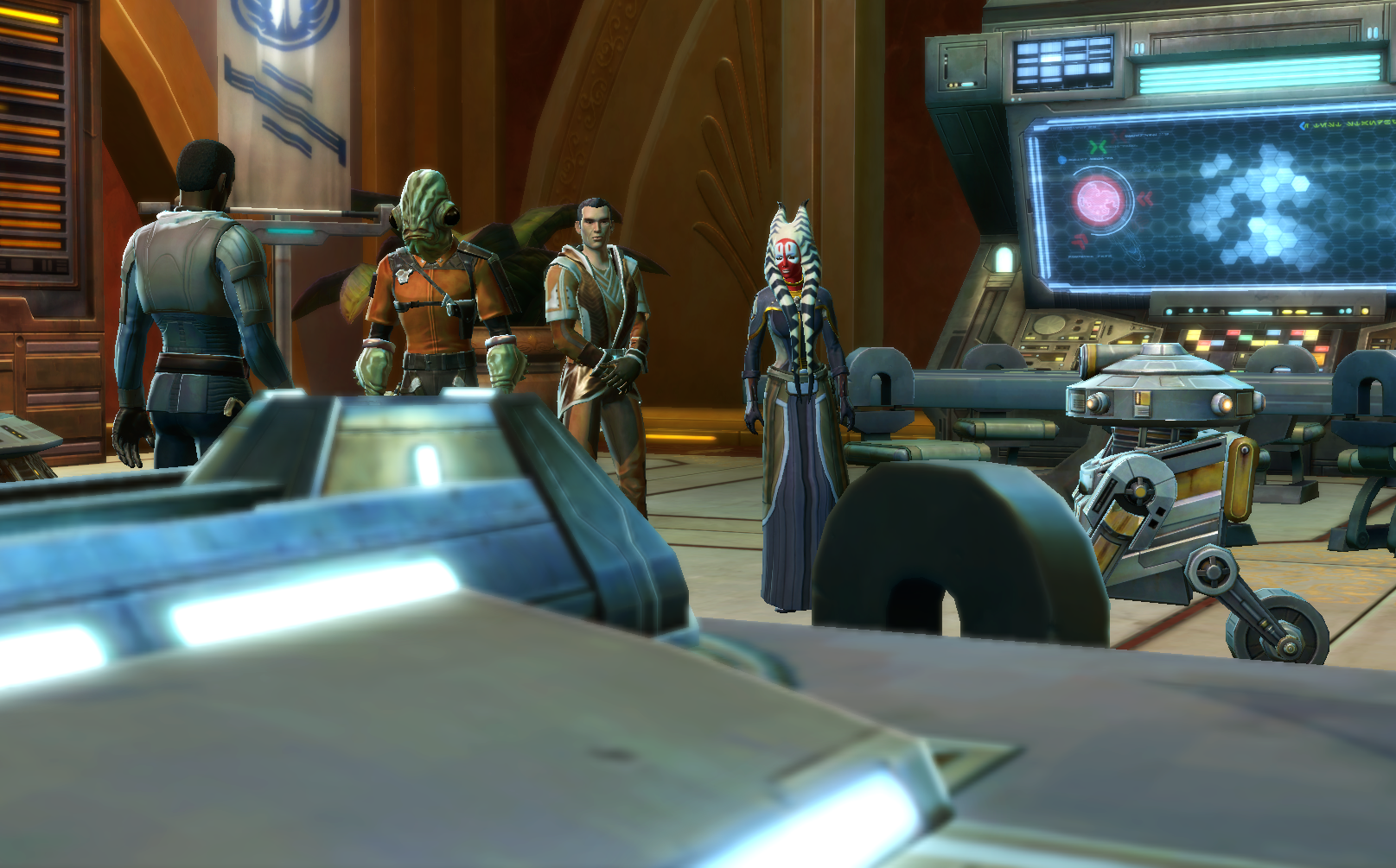 Agent Galen delivers the bad news to Suthra and the Jedi.