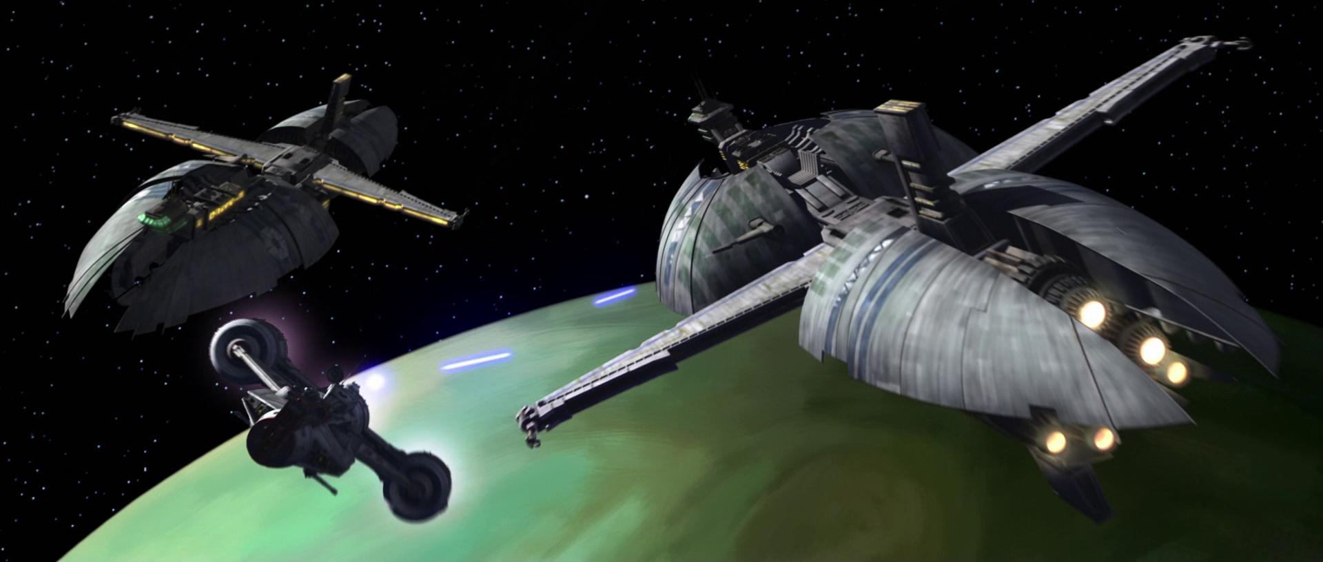 Separatist frigates attack Yoda's cruiser