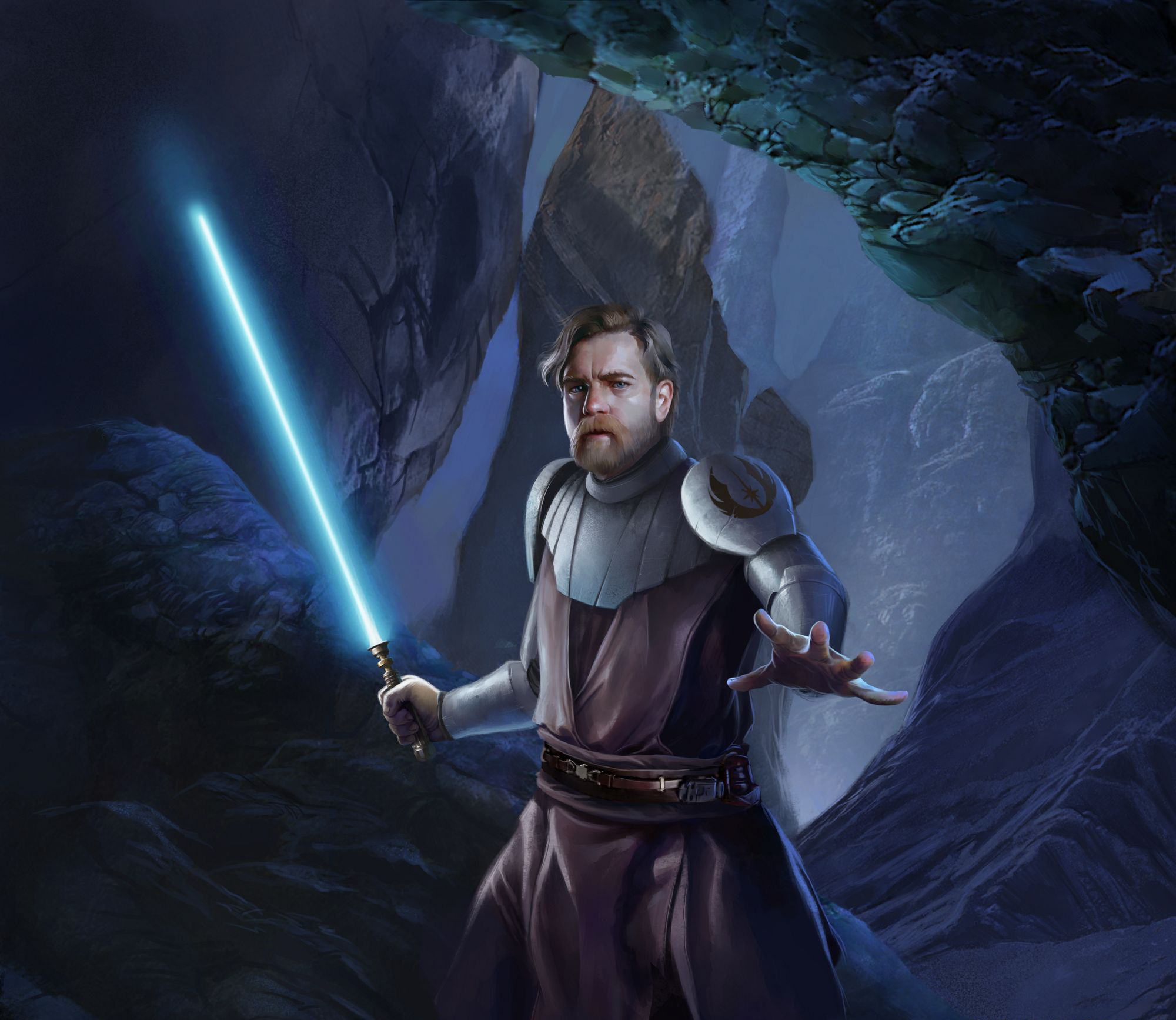 Kenobi in a cave on Vanqor