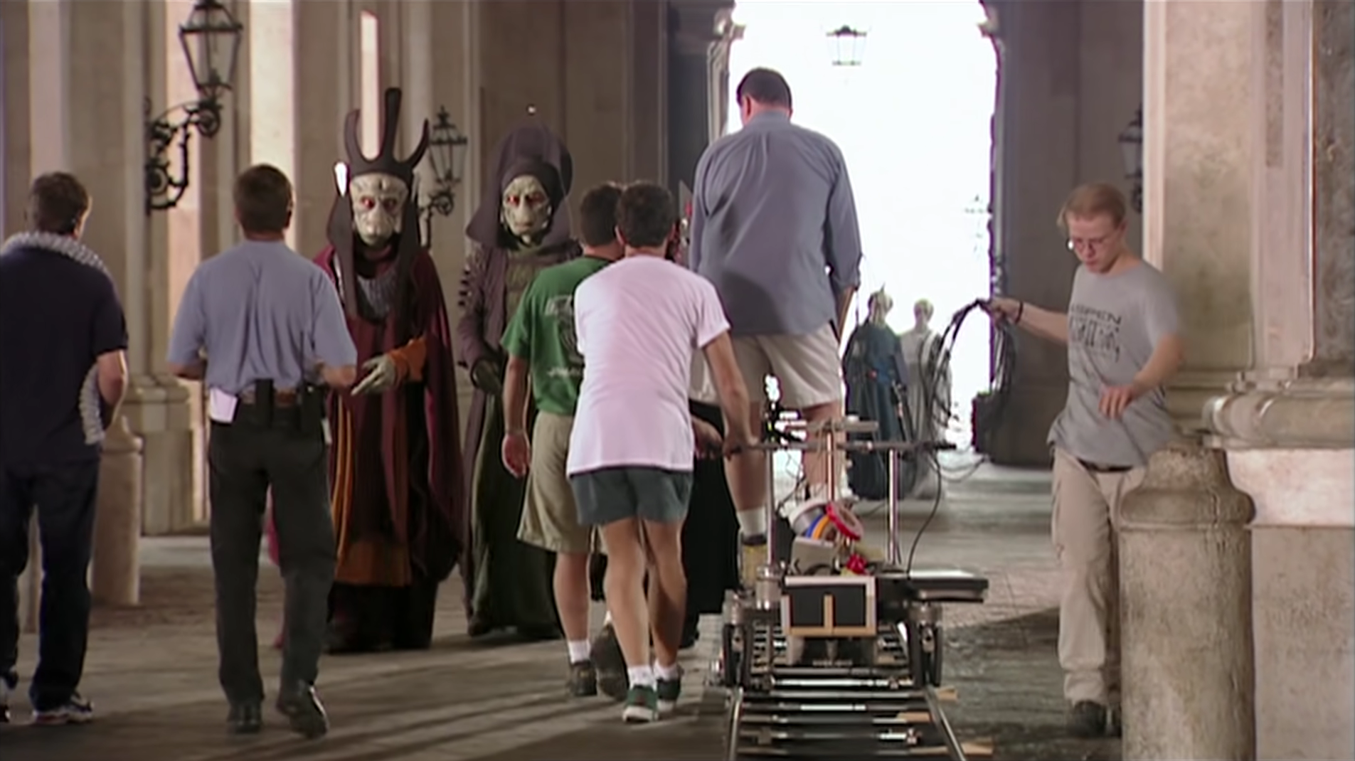 Filming of the scene with Sidious, Gunray, and Haako in the Palazzo Reale