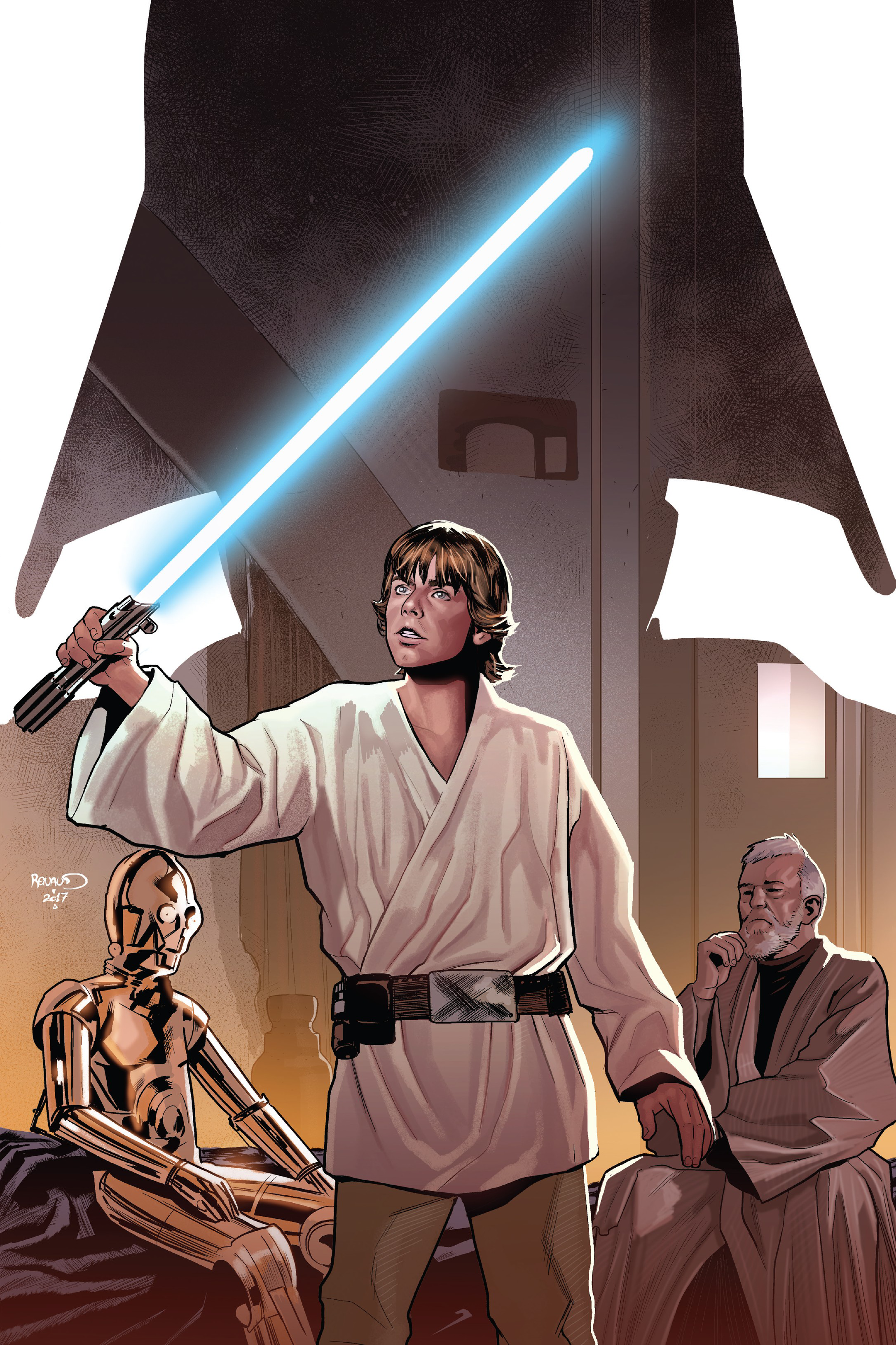 Luke Skywalker began his Jedi training under Obi-Wan Kenobi, the Jedi Master who trained his father, Anakin Skywalker.