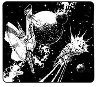 Tuliruisku tulittaa toista alusta.