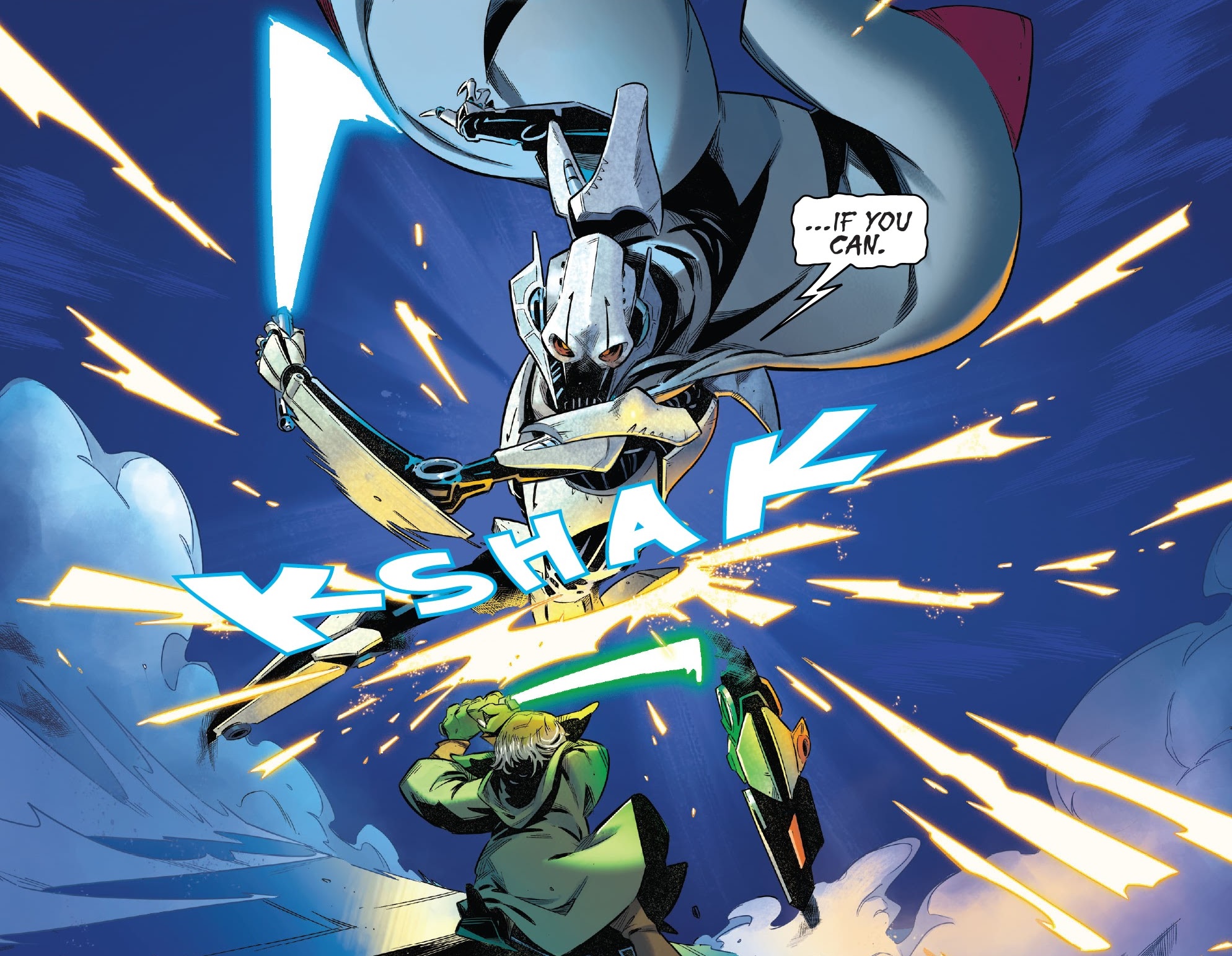 Grievous confronts Master Yoda on Enthenium.