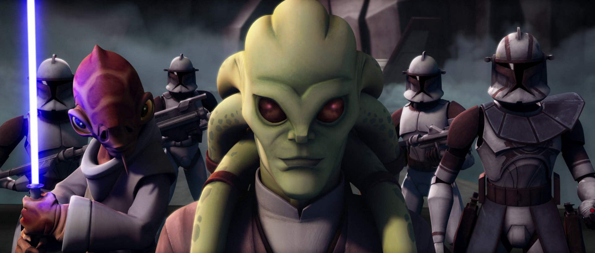 Fisto, Vebb, Fil and his troops about to enter Grievous's castle