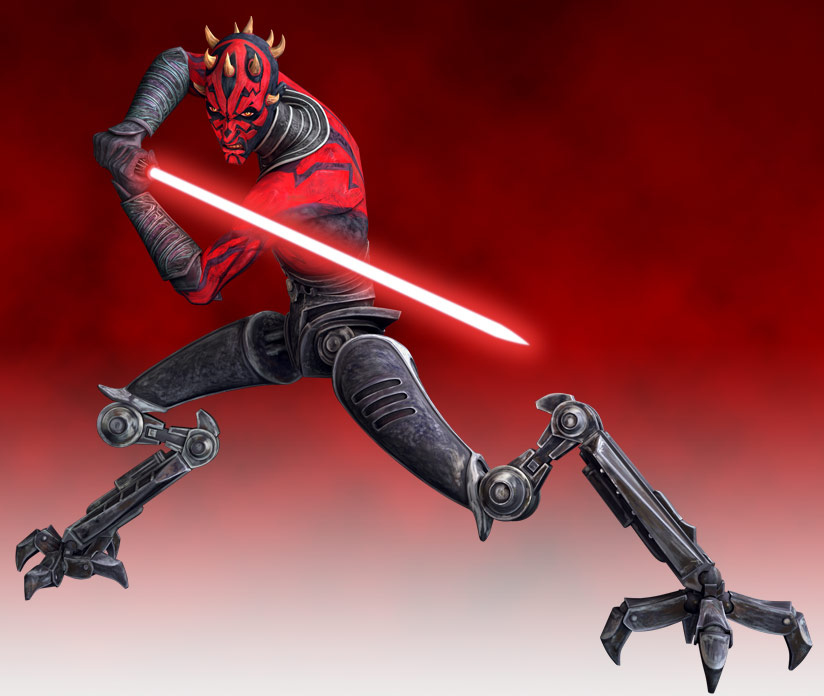 Darth Maul wielding the surviving half of his lightsaber