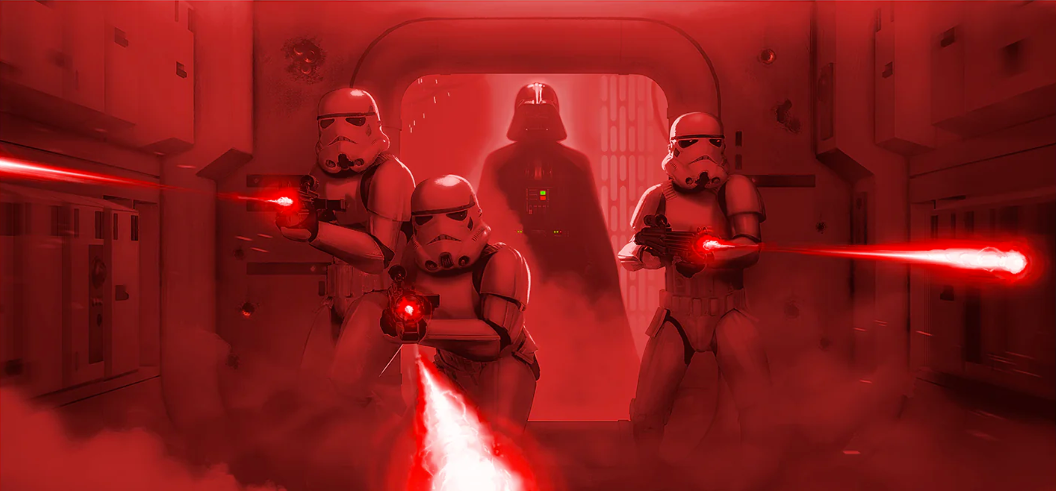 The red blaster bolts of Imperial blaster weaponry