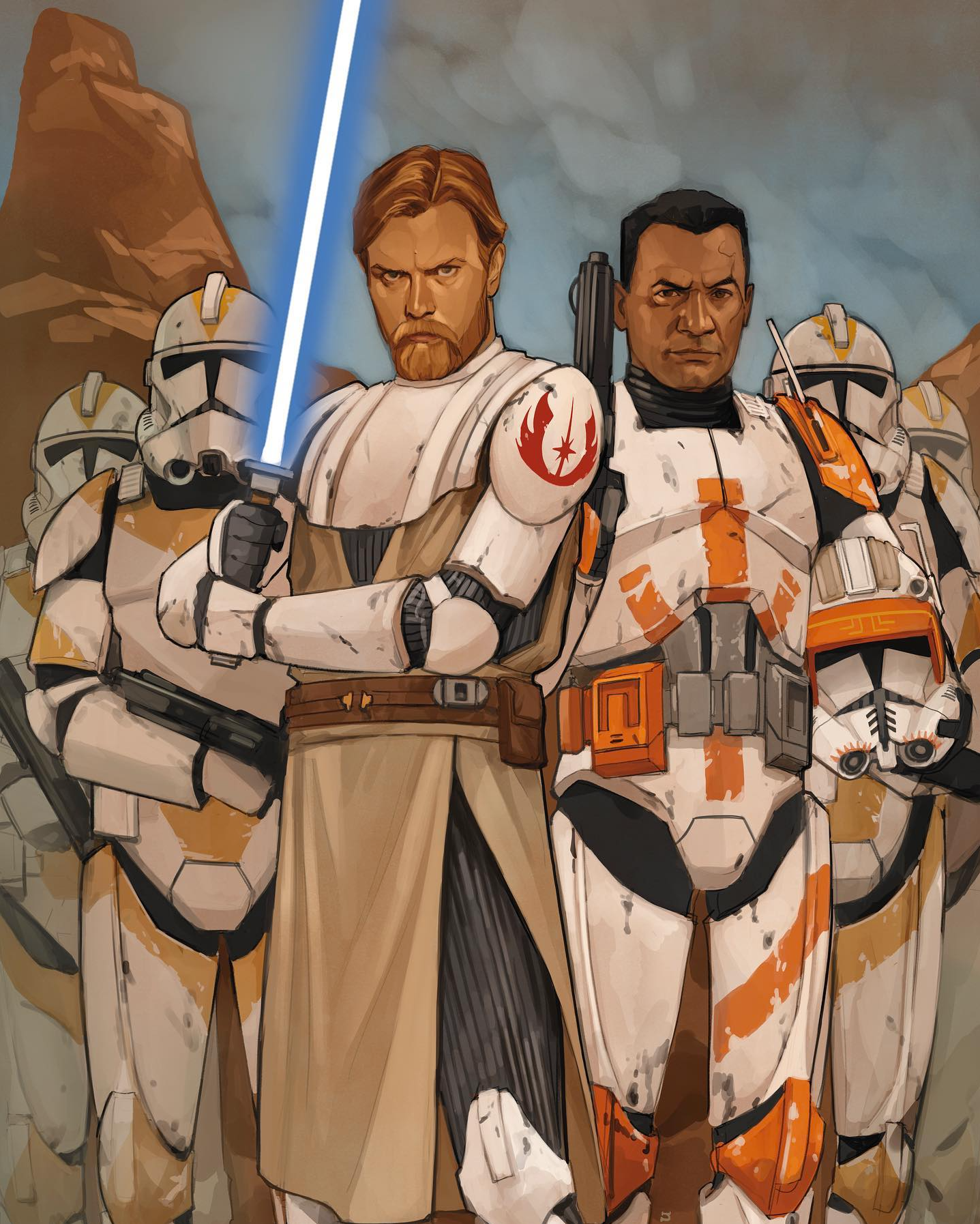 Obi-Wan Kenobi and Cody were the Jedi General and Marshal Commander of the 7th Sky Corps, respectively.