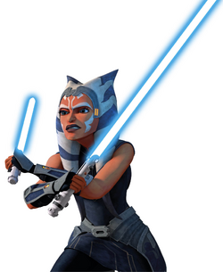 Tano used her blue-bladed lightsabers on Mandalore during the capture of Maul.