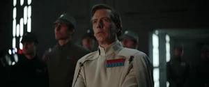 Krennic watches the destruction of Jedha City.