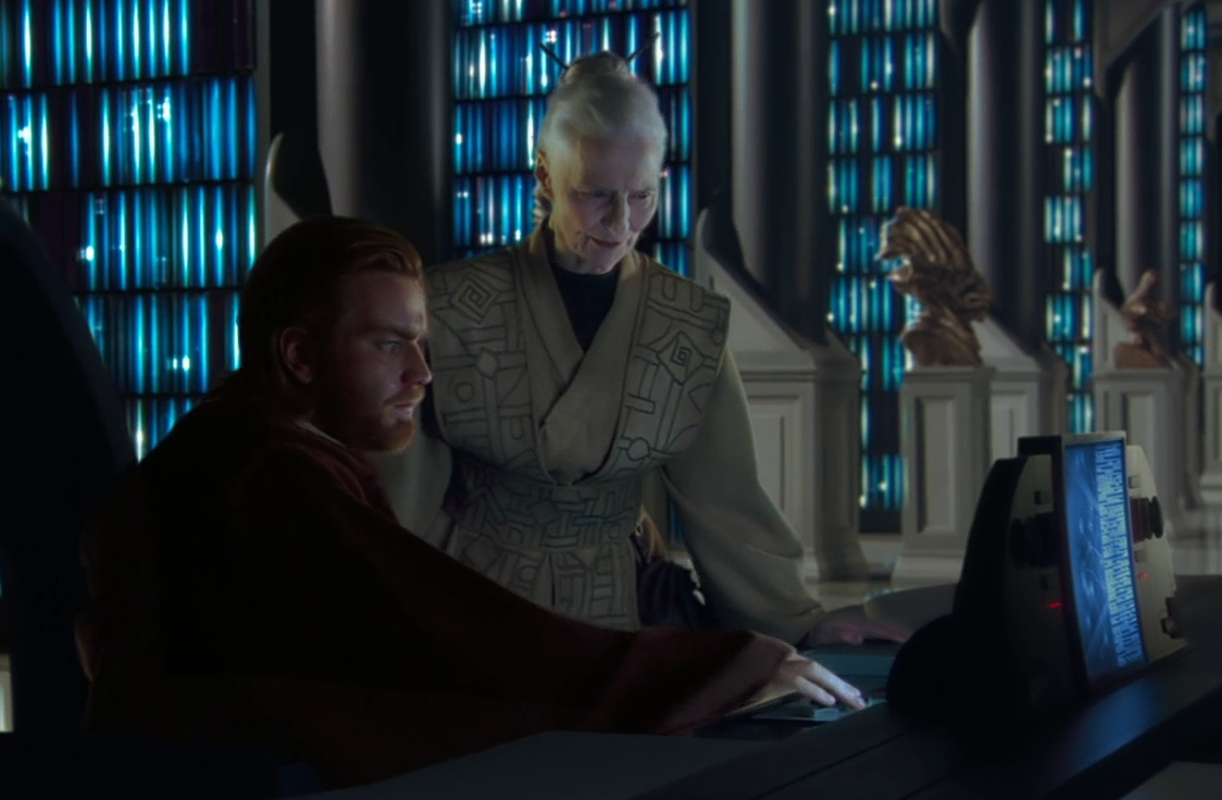 Jocasta Nu and Obi-Wan Kenobi in the Archives