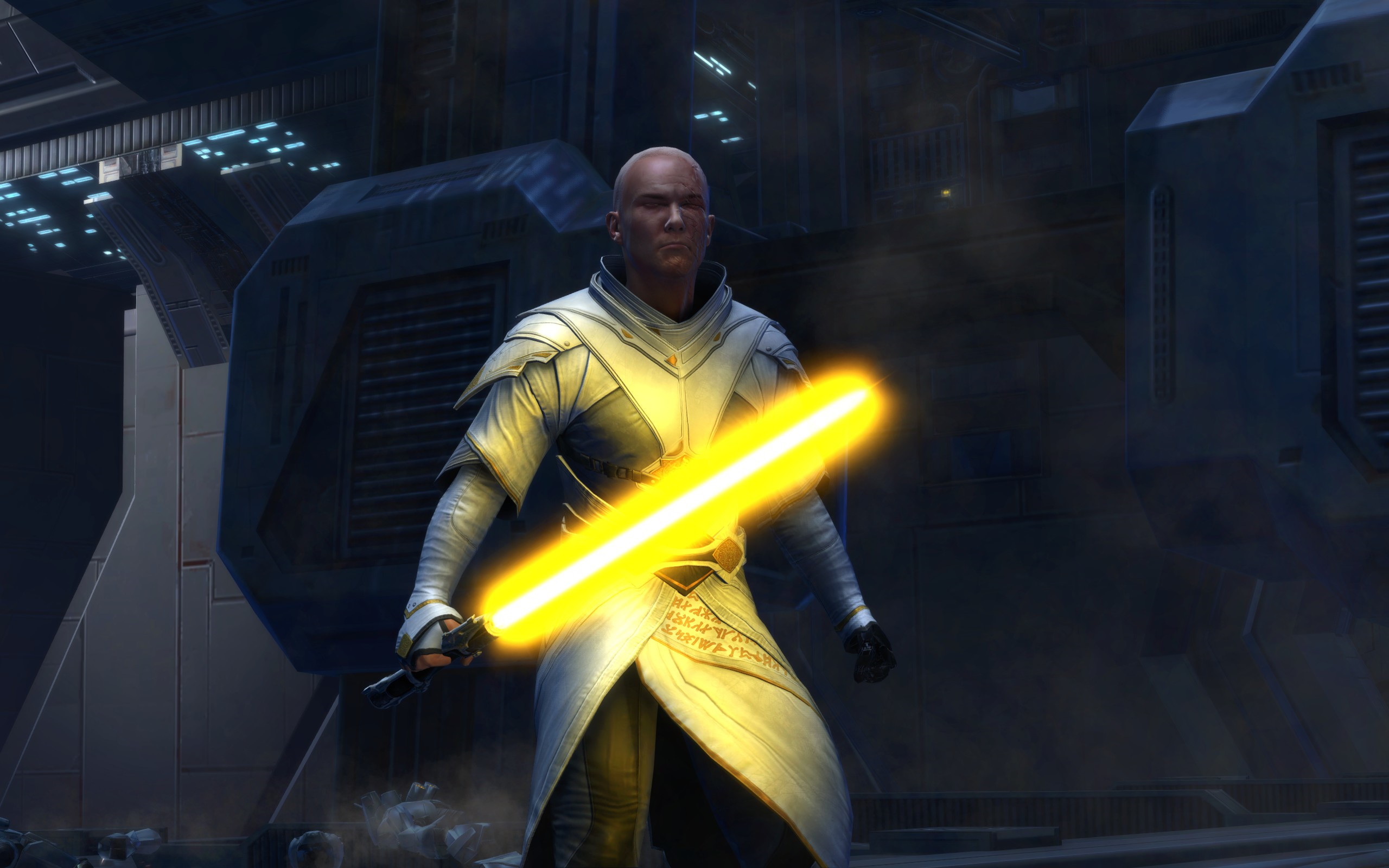 Arcann defends the Gravestone from skytroopers.