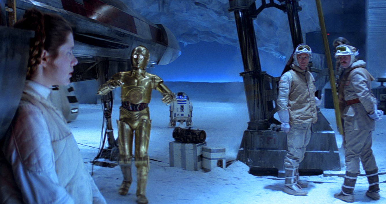 Cal Alder and Bren Derlin gain Leia Organa's permission to close Echo Base's shield doors.