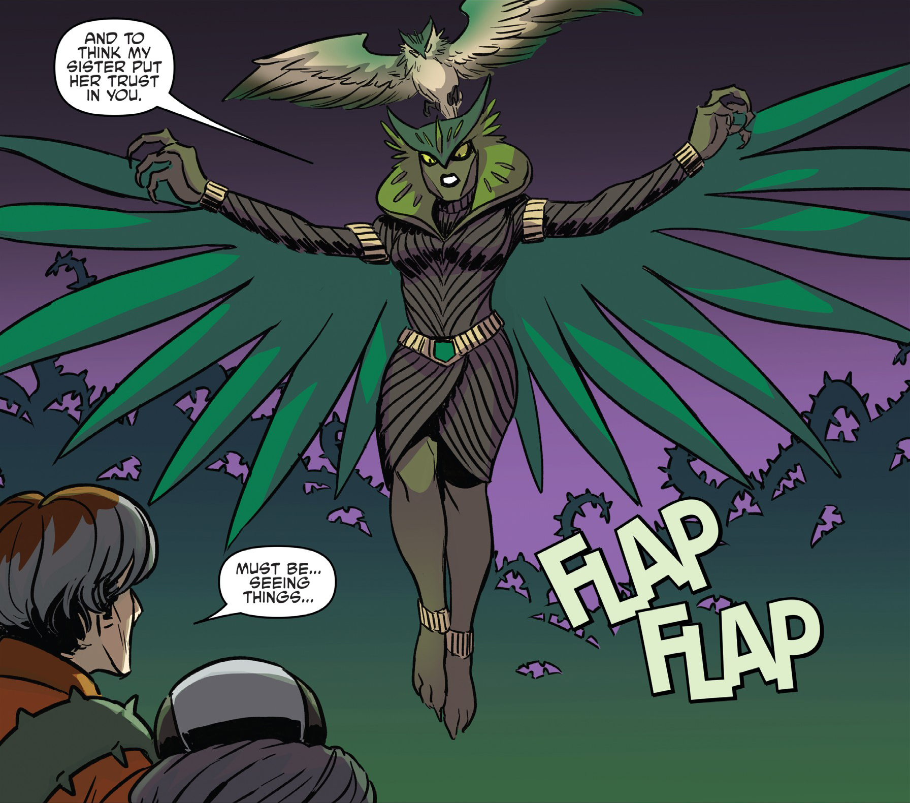 Zalla transforms out of her bird form