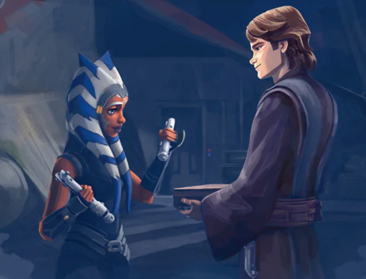 Anakin Skywalker returned Ahsoka Tano her lightsabers, a parting gift during their reunion.