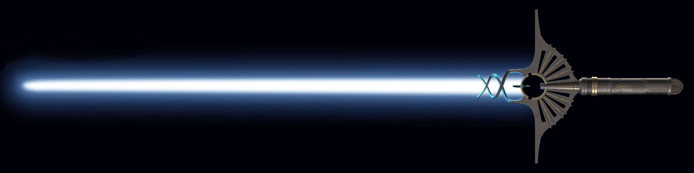 The Black Bishop's lightsaber emitted a blue blade.