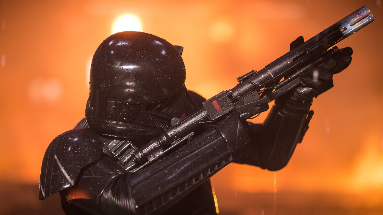 A death trooper with their E-11D