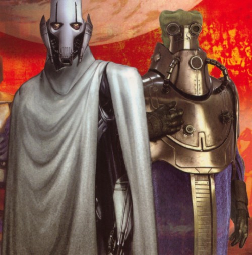 Grievous with Wat Tambor, around the time of the Battle of Xagobah.