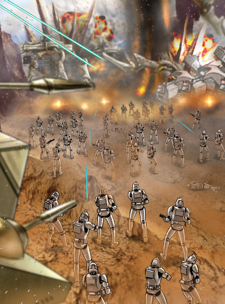 Commander Clutch's clone troopers executing a forward assault on the Sephi rebels