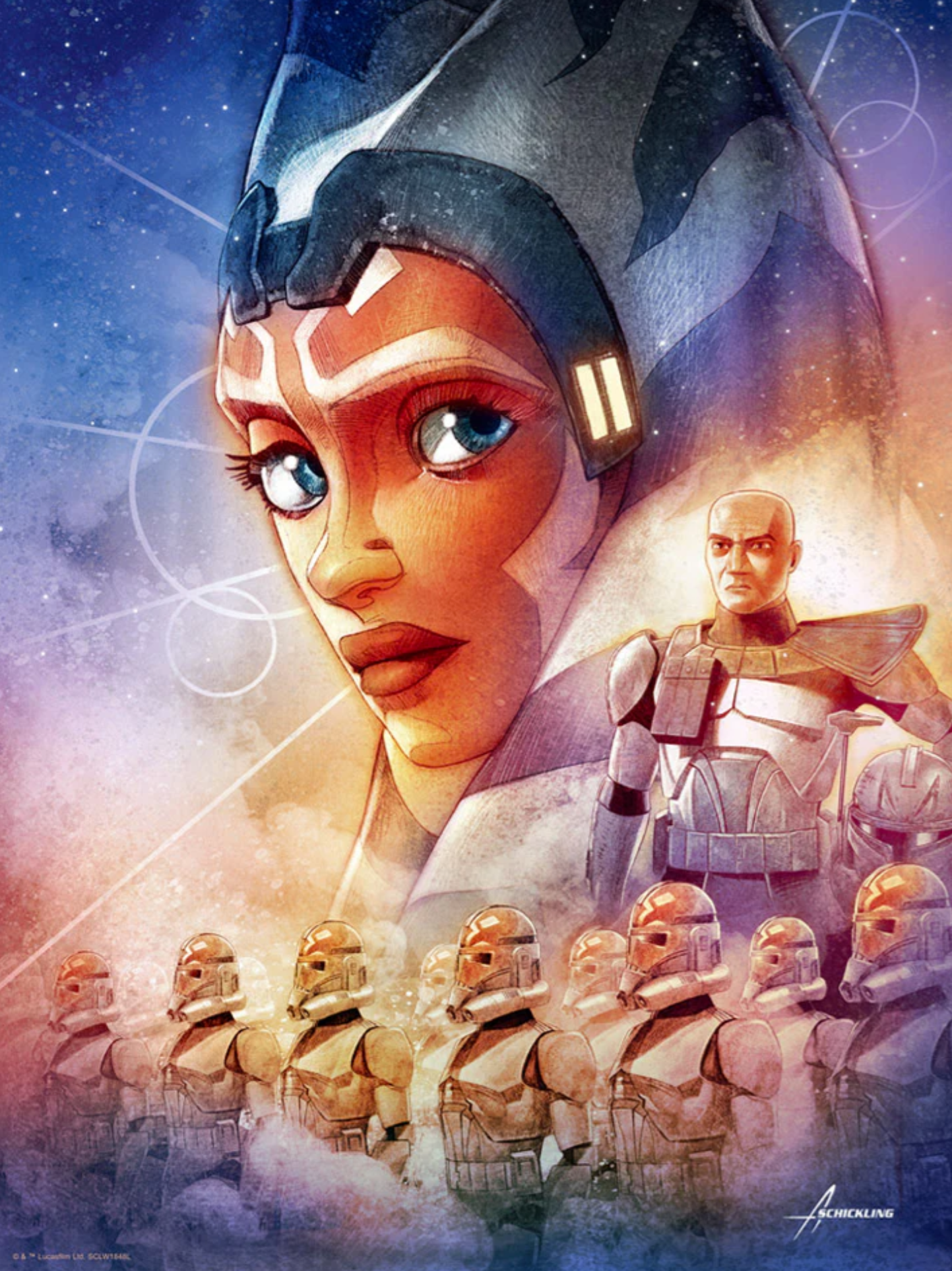 Many members of the 332nd Divison wore helmets with markings derived from the appearance of Ahsoka Tano, who returned to the Grand Army as an advisor in the division.