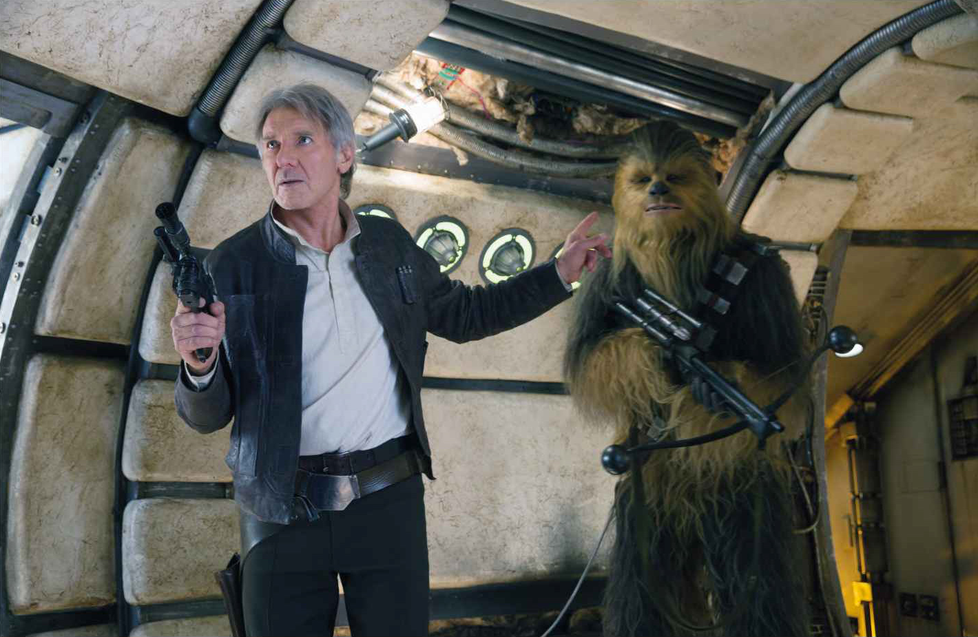 Han Solo and Chewbacca once again take ownership of the Falcon.