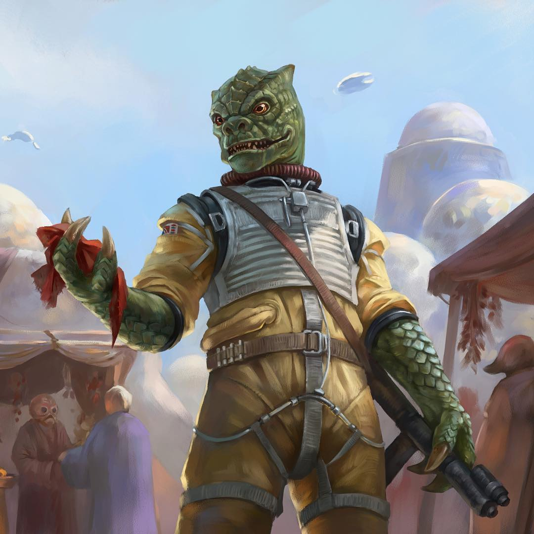 Bossk, a Trandoshan bounty hunter during the Clone Wars, and beyond