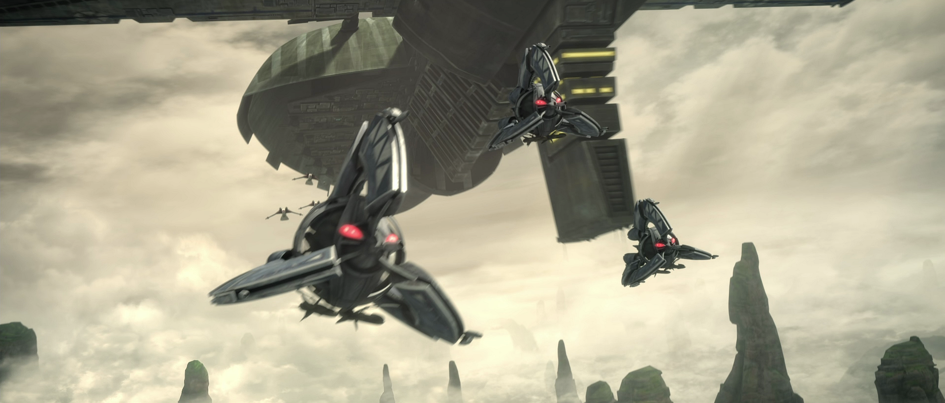 Tri-fighters during the defense of Cato Neimoidia