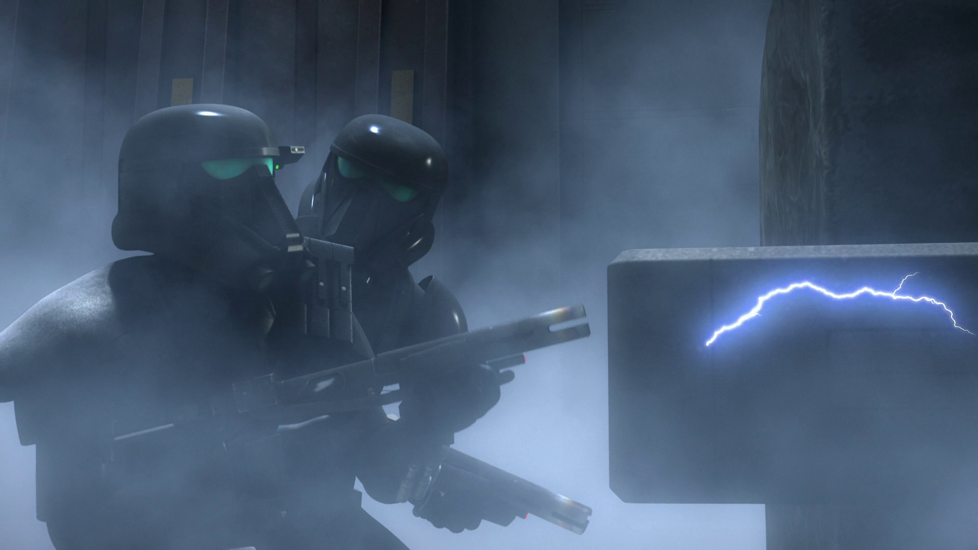 Two Death Troopers about to retreat.