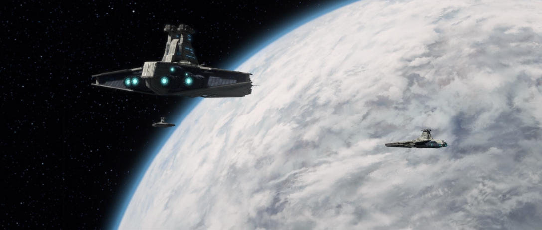 A Venator-class Star Destroyer above Eriadu.