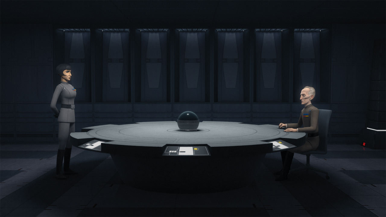 Governor Pryce meeting with Grand Moff Tarkin.