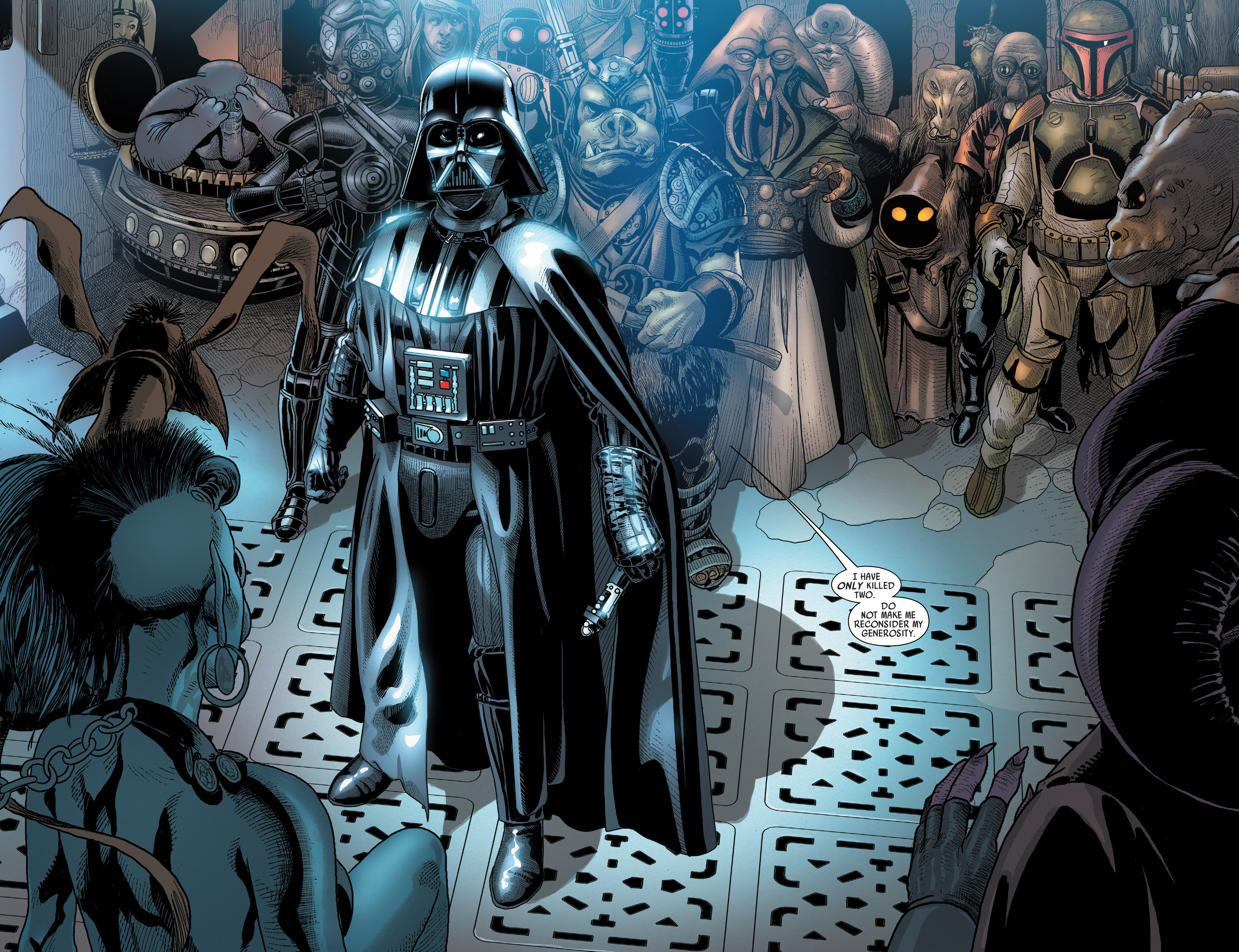 J'Quille was dismissed from Jabba the Hutt's throne room during a visit from Darth Vader.