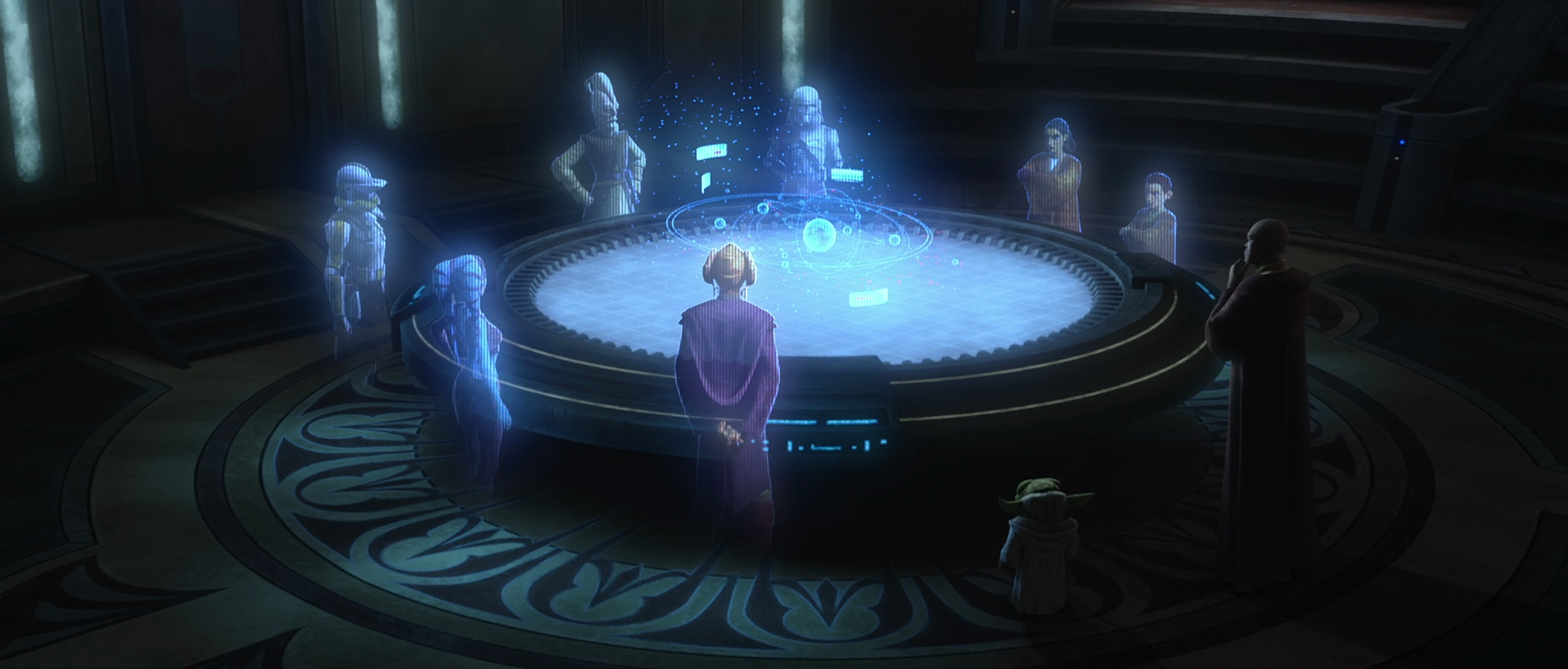 Bacara attends a briefing with other Jedi and Republic officers.