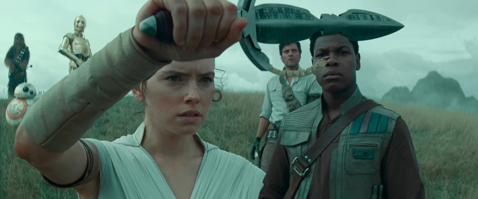 Rey and her teams search the wreckage of the second death star