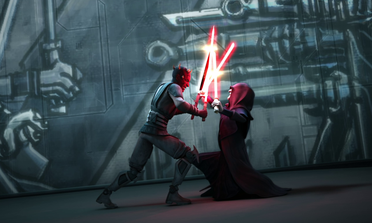 Maul duels his former master