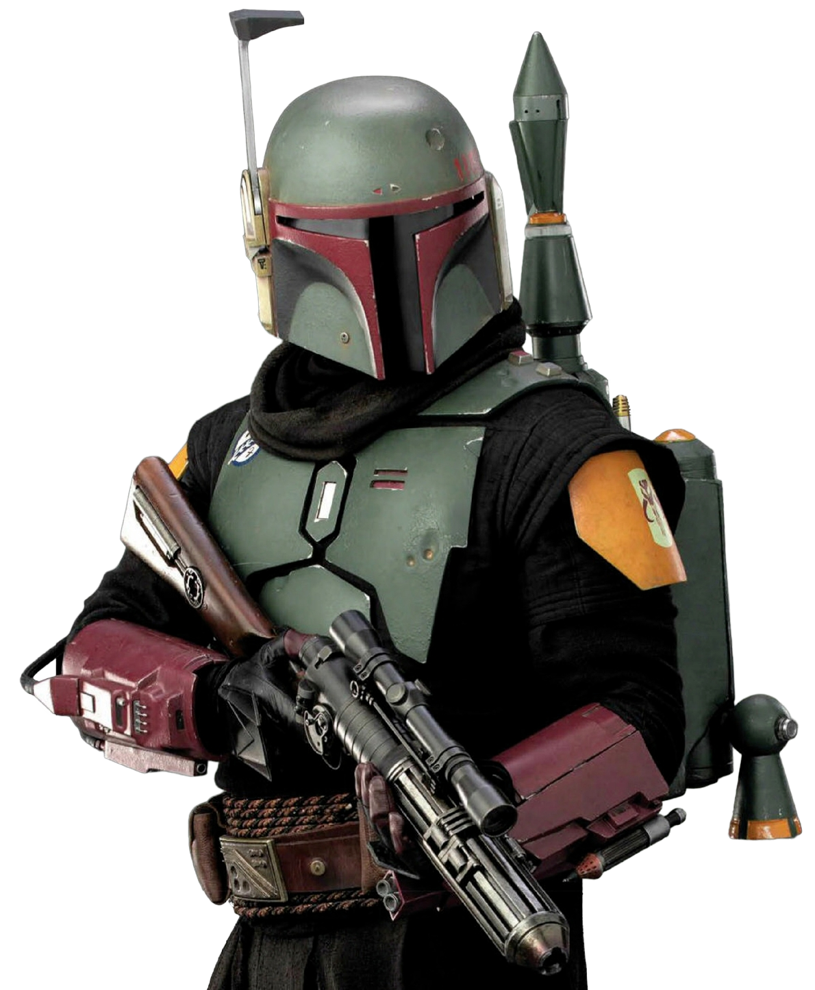 Boba Fett wearing his reacquired and repainted armor