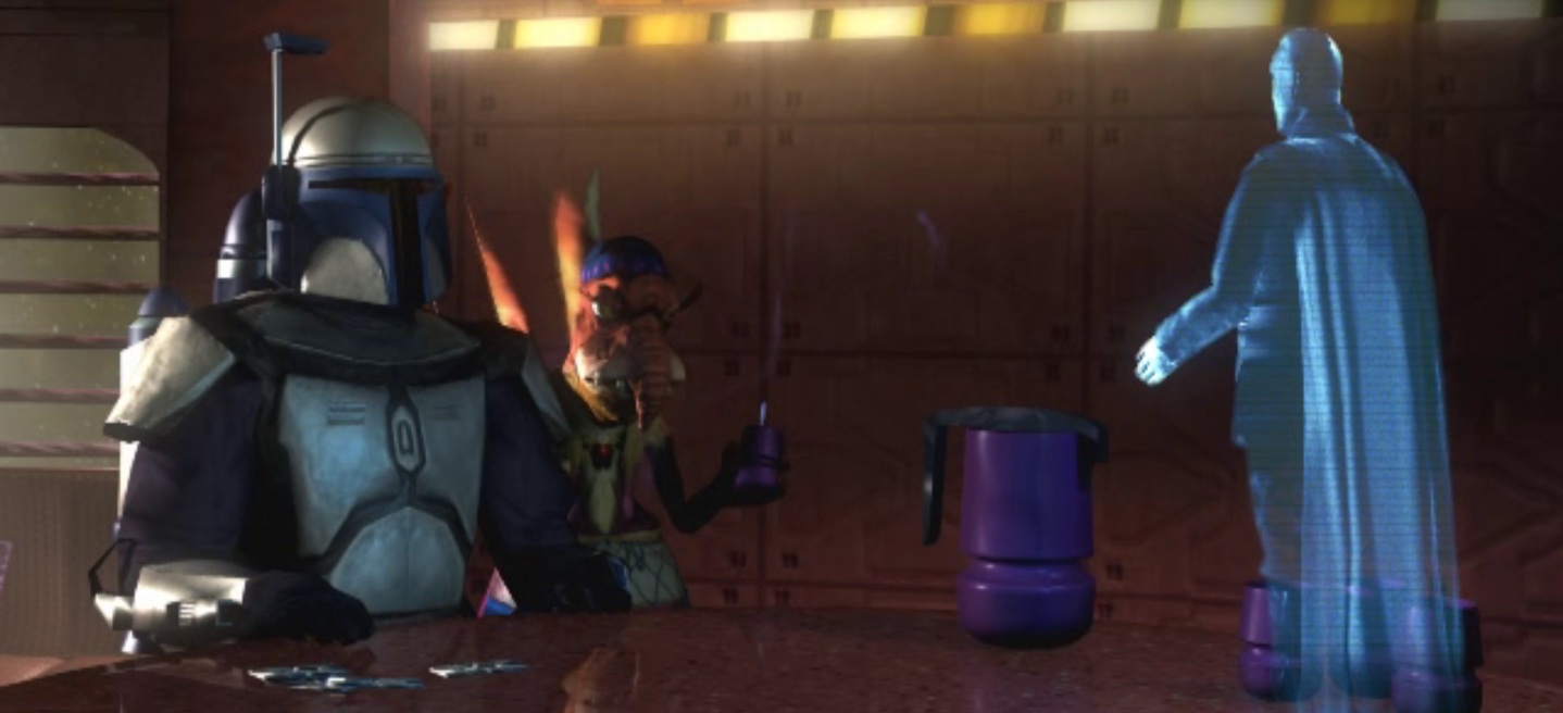 Jango Fett was one of several bounty hunters that Tyranus invited to participate in the hunt for Vosa.